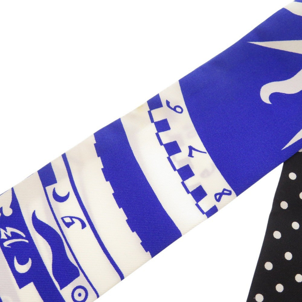 HERMES scarf silk blue Twilly Astrologie a Pois