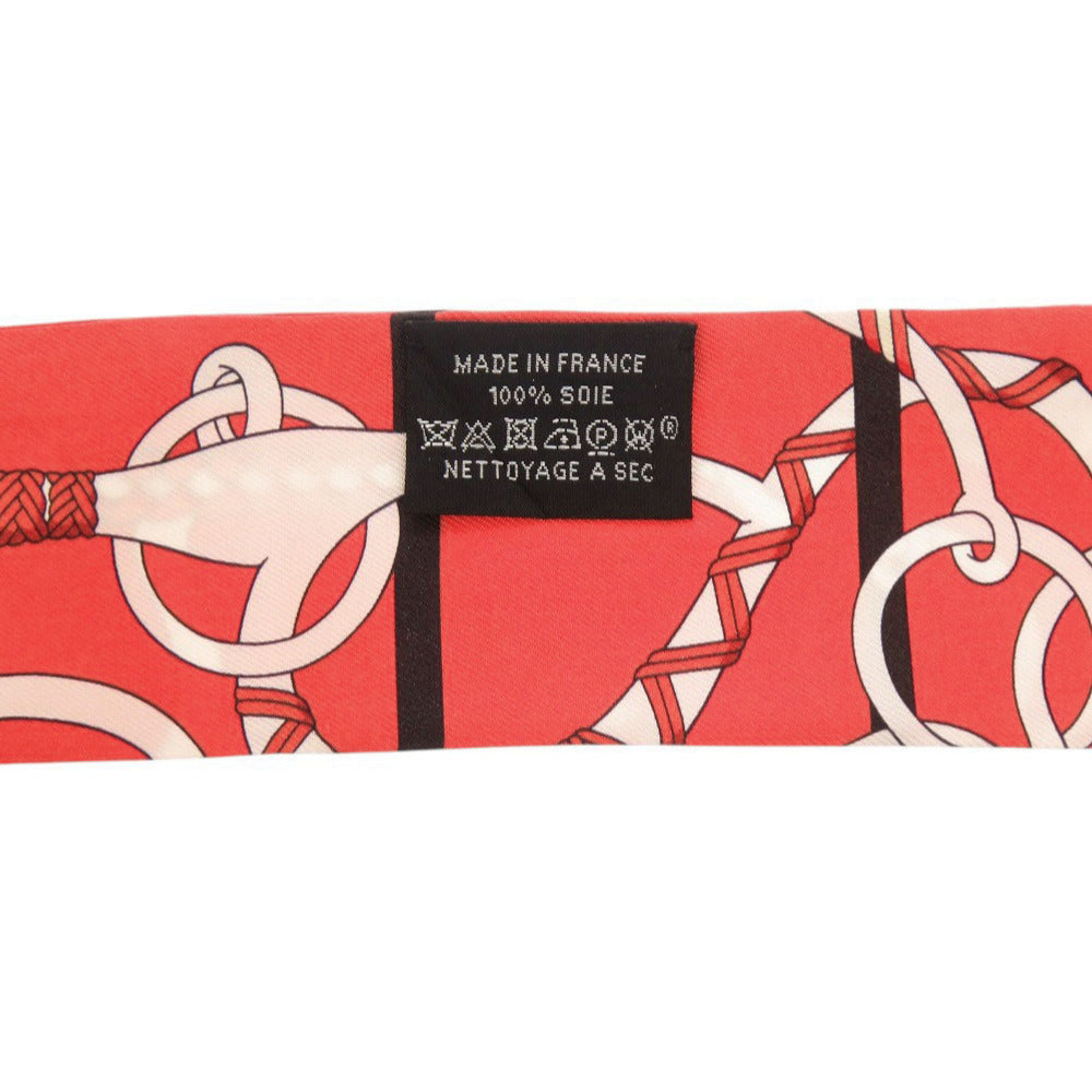 HERMES scarf silk Red Twilly PANOPLIE EQUESTRE