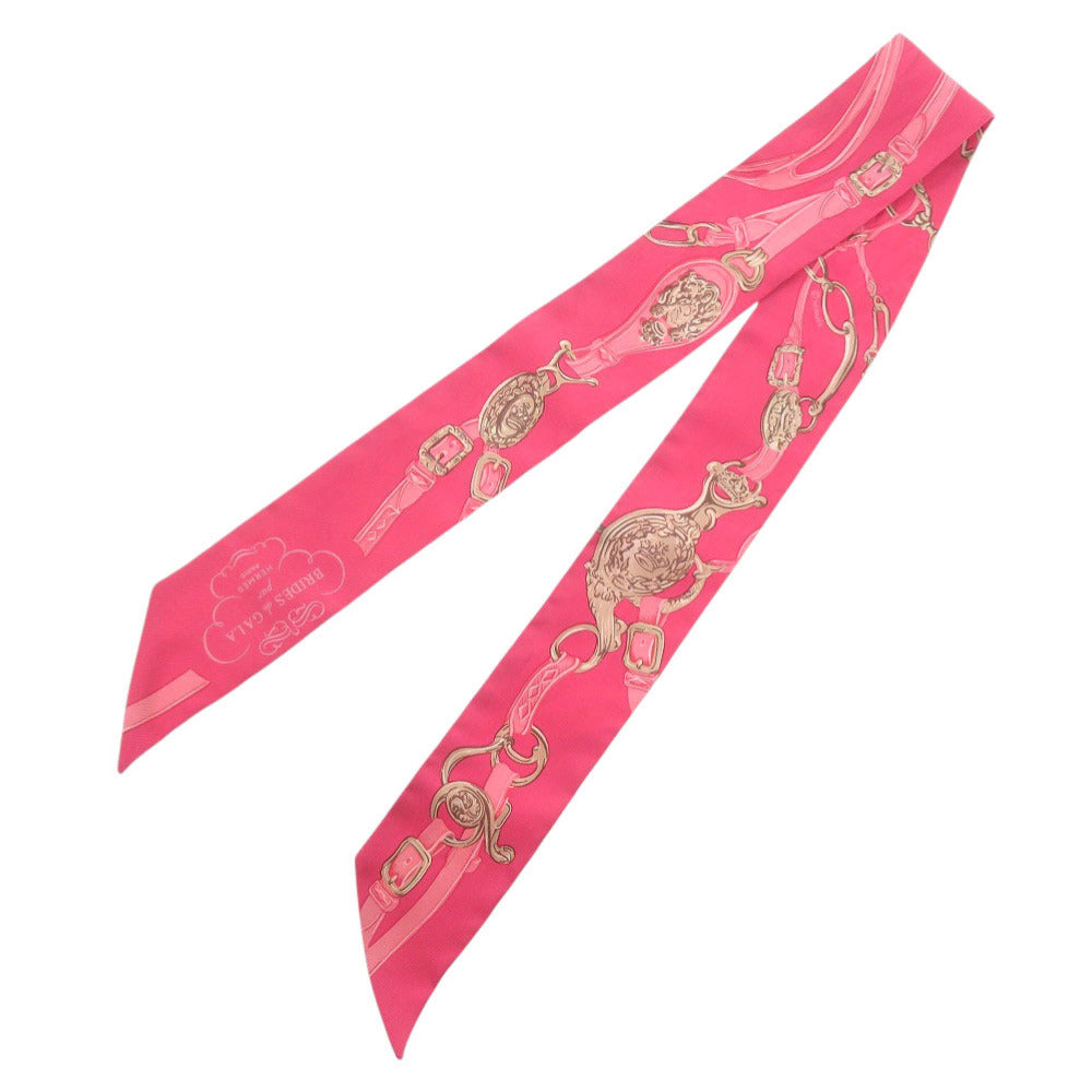 HERMES scarf silk pink Twilly BRIDES de GALA
