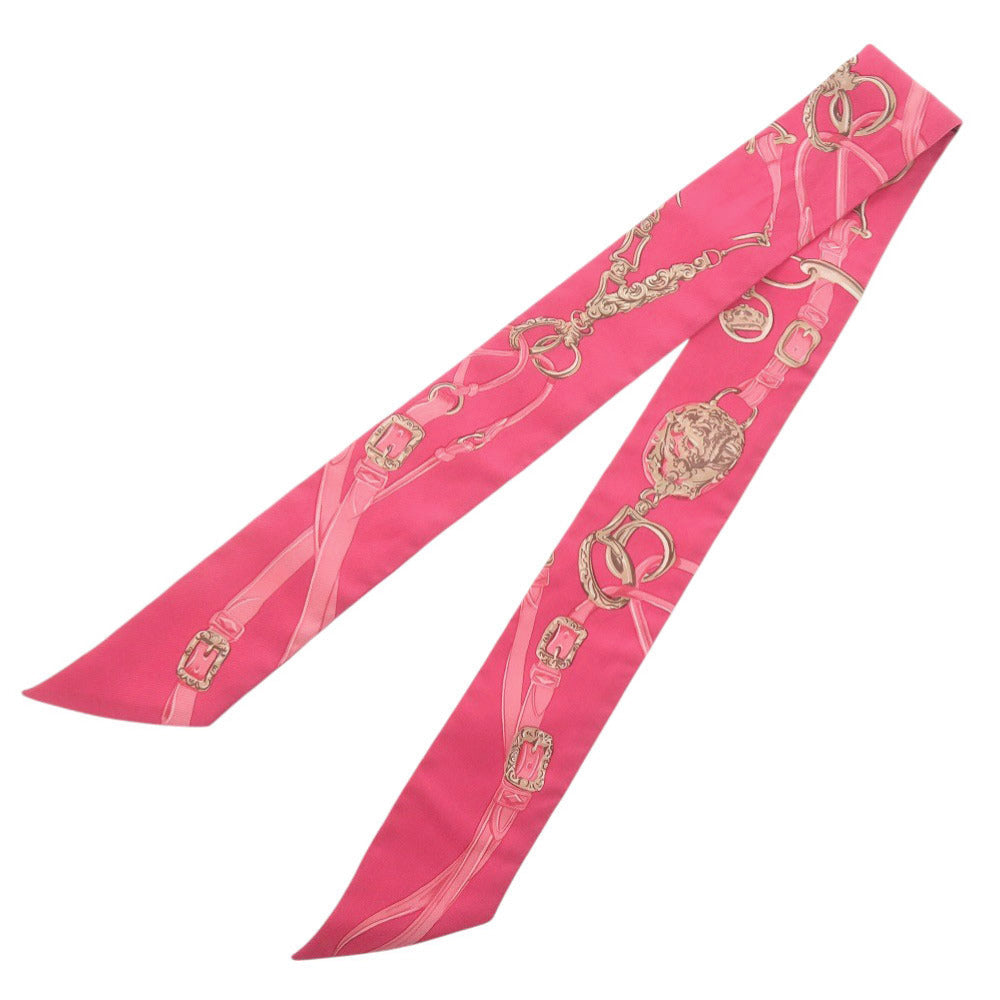HERMES scarf silk pink Twilly BRIDES de GALA