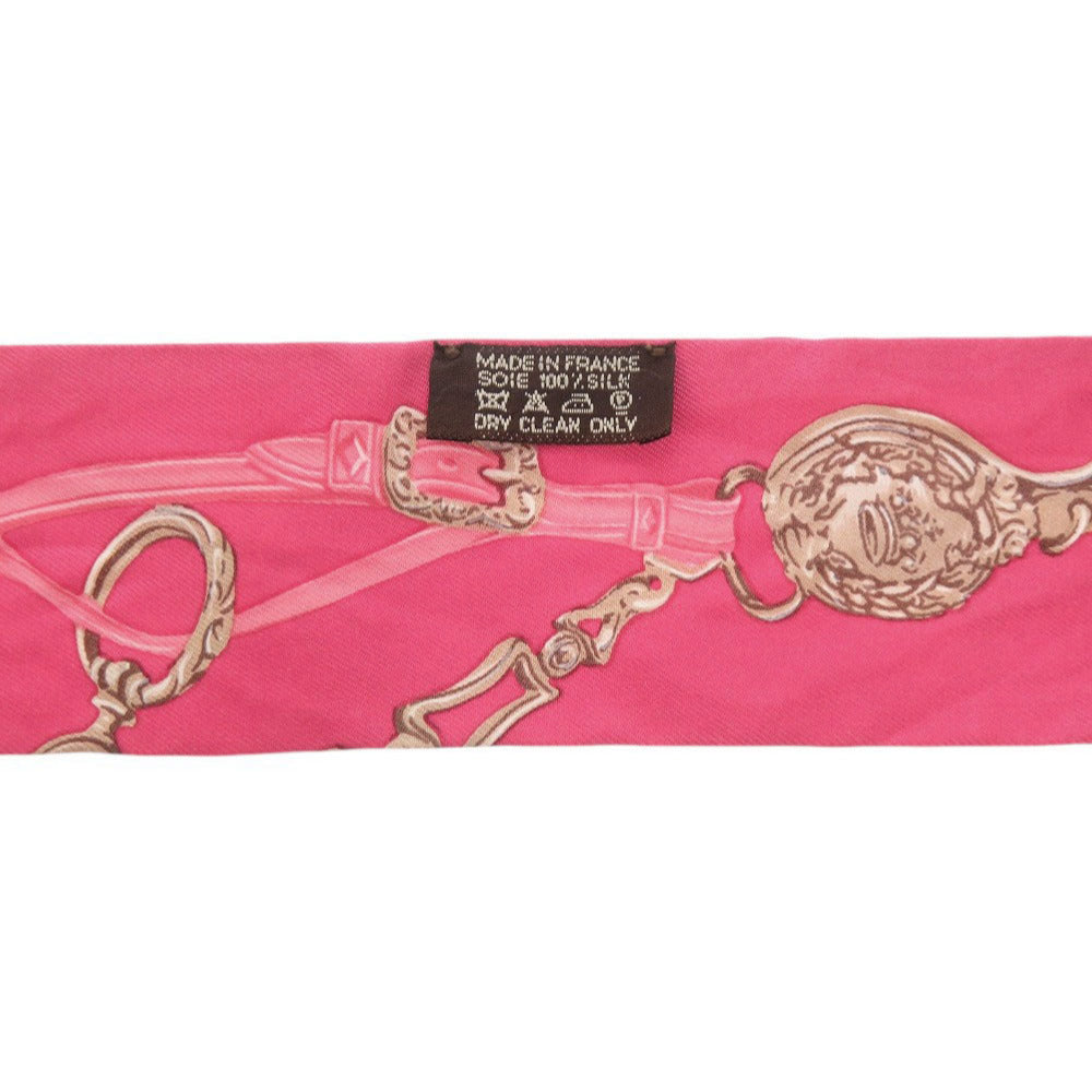HERMES scarf silk pink Twilly BRIDES de GALA