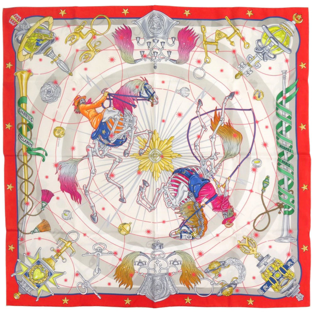 HERMES scarf silk Red Carre70 CHORUS STELLARUM Chorus Stellarum