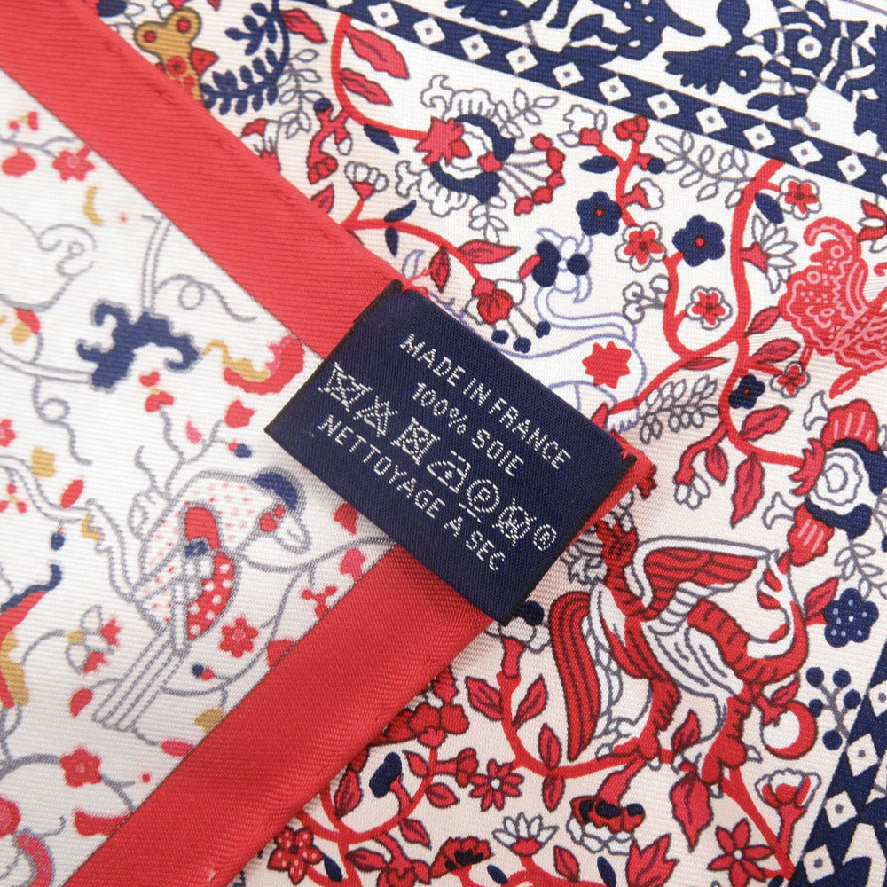 HERMES scarf silk Red Carre45 Jardins de Soie