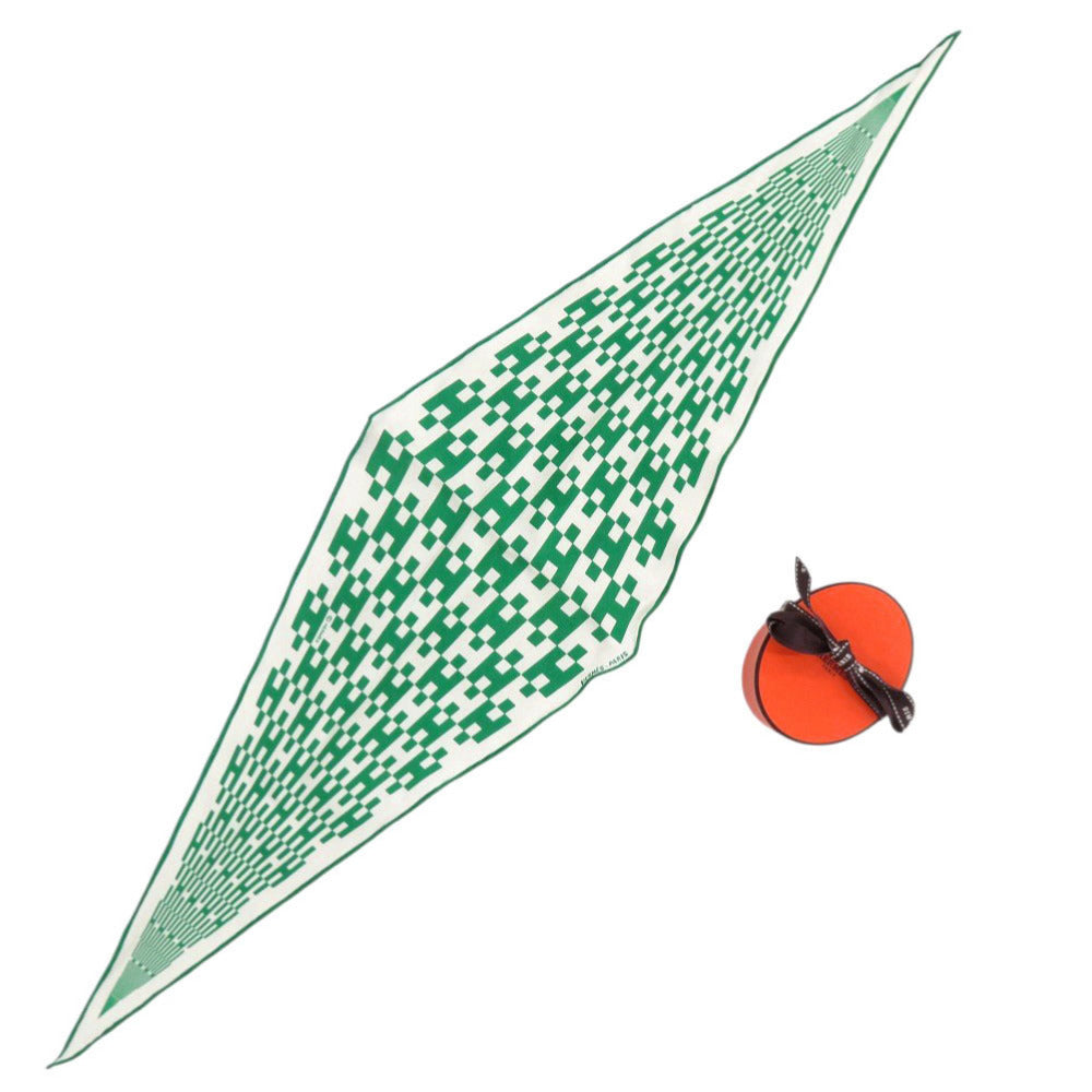 HERMES scarf silk green Losange