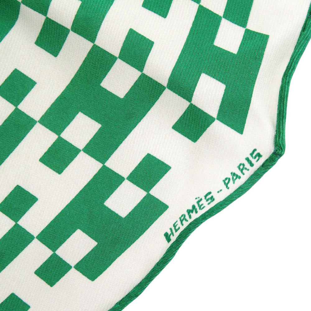 HERMES scarf silk green Losange