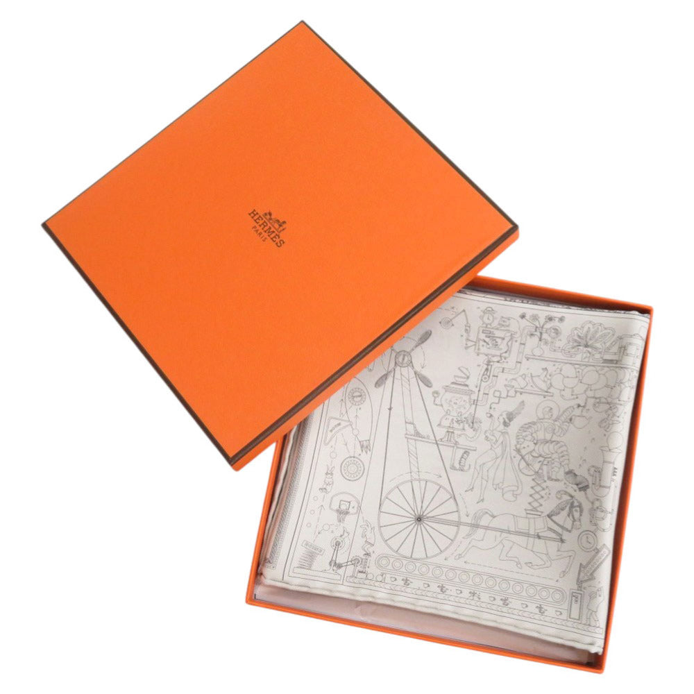HERMES scarf silk gray Carre60 Double Face Robo Cabal