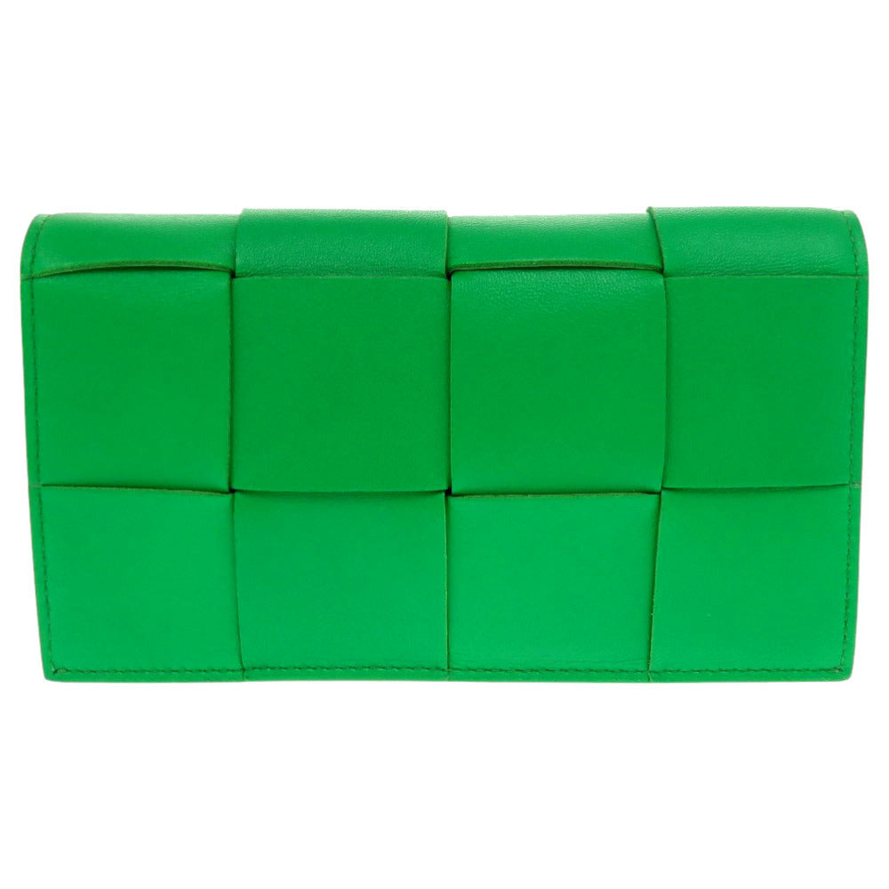 BOTTEGAVENETA Long Wallet Purse leather Parakeet Long wallet MAXI INTRECCIATO Women