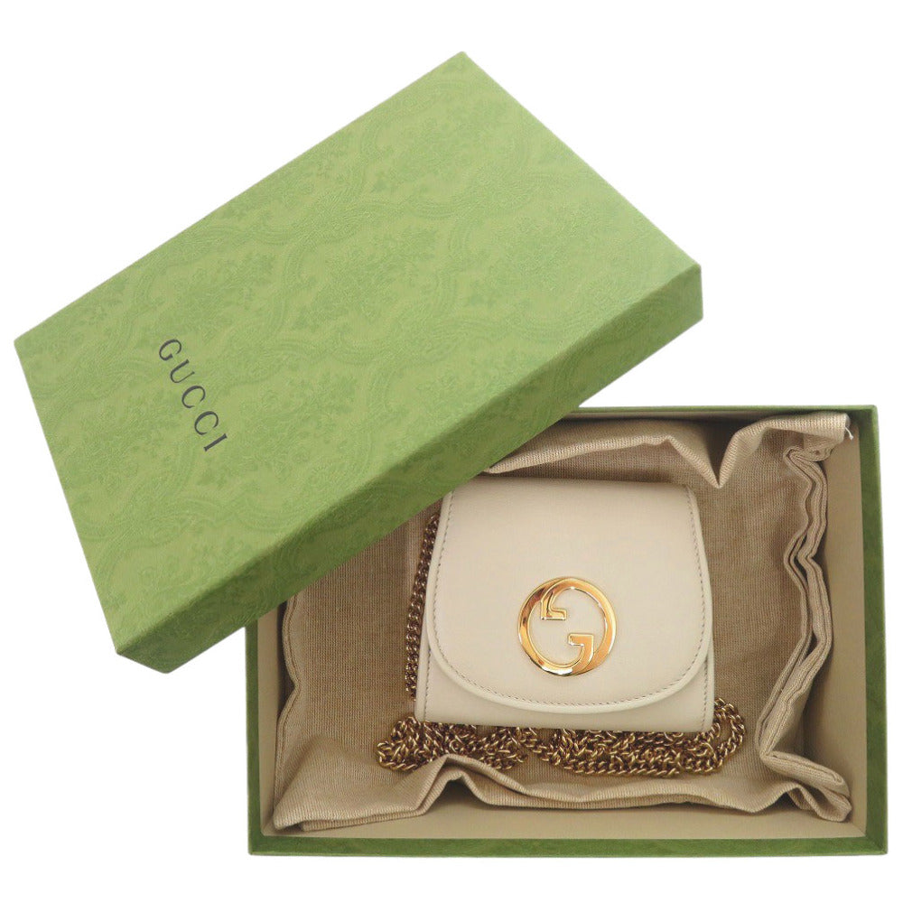 GUCCI Bifold Wallet 725219 leather white Chain wallet Blondy Women