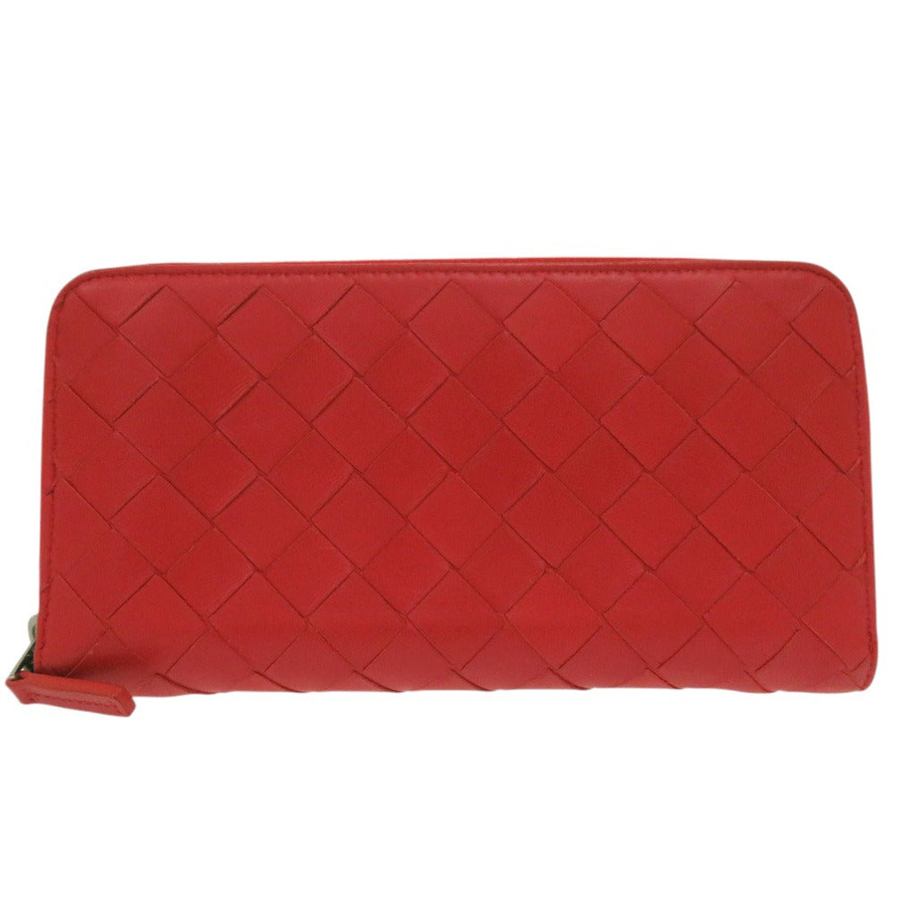 BOTTEGAVENETA Long Wallet Purse 577775 leather Red INTRECCIATO