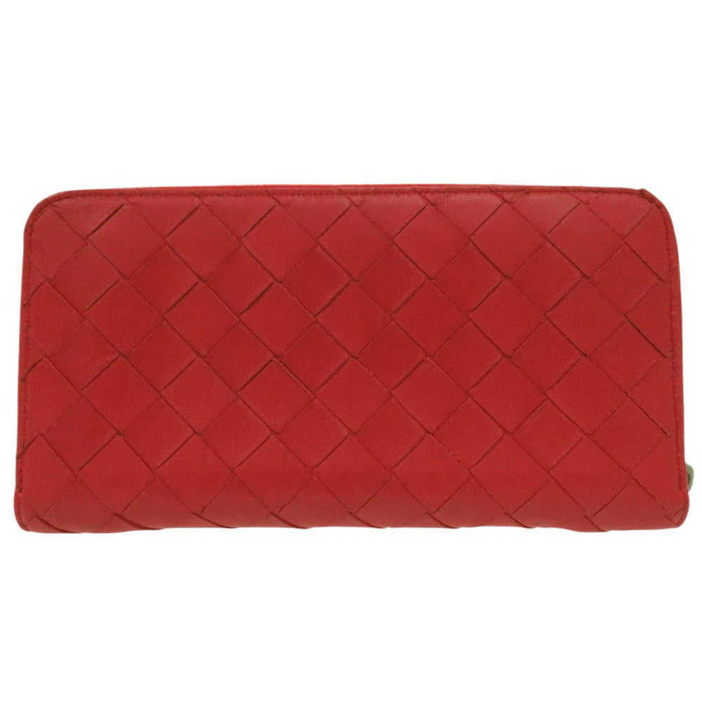 BOTTEGAVENETA Long Wallet Purse 577775 leather Red INTRECCIATO