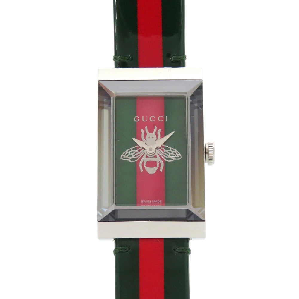 GUCCI Watches Quartz 147.4 Stainless Steel , Leather green G frame green dial