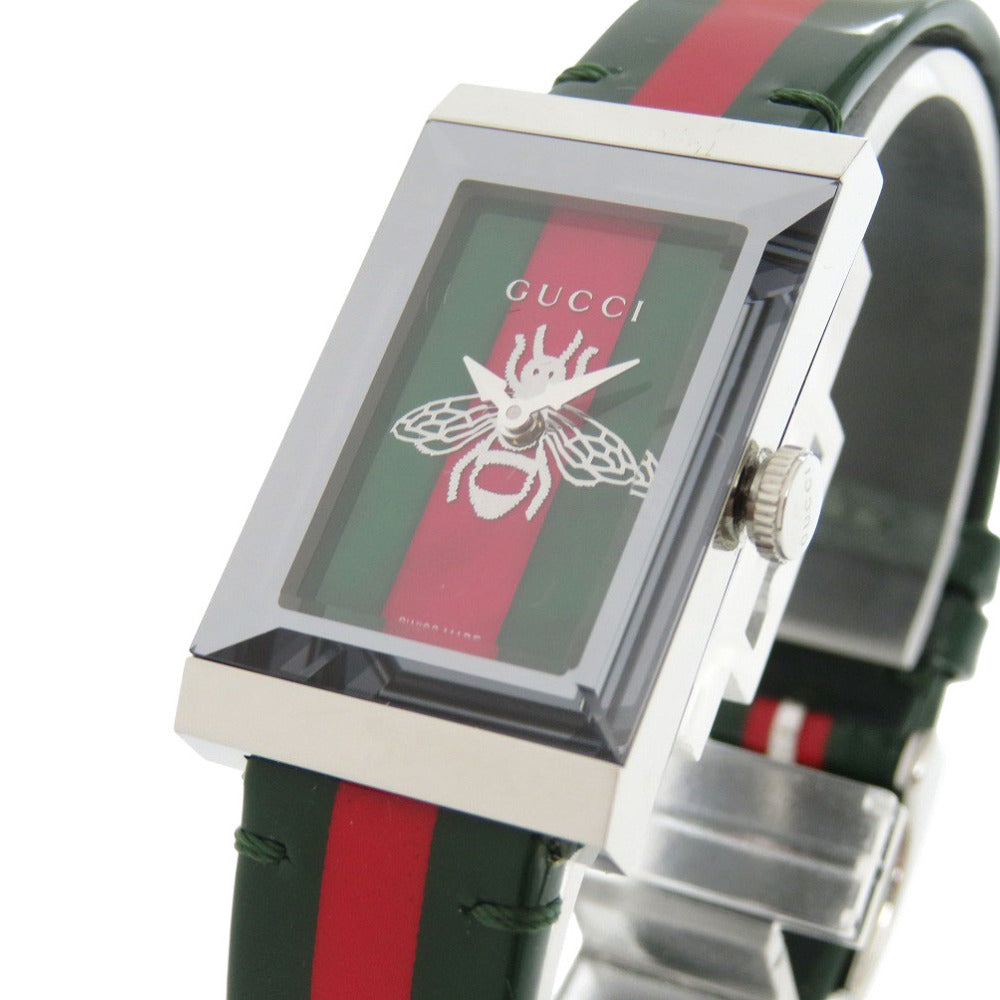 GUCCI Watches Quartz 147.4 Stainless Steel , Leather green G frame green dial