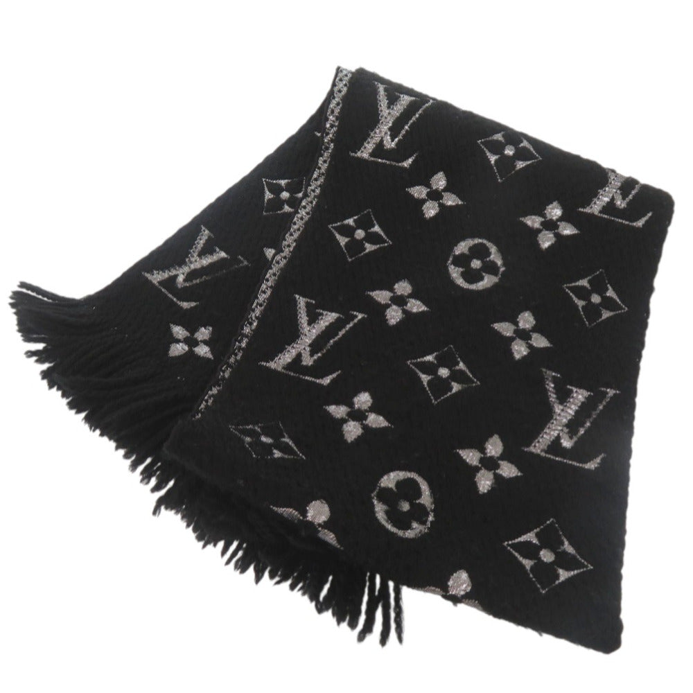 LOUIS VUITTON Scarf M75833 wool black Escalp Logo Mania