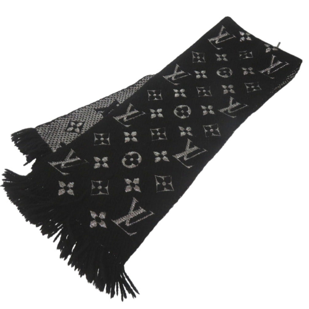 LOUIS VUITTON Scarf M75833 wool black Escalp Logo Mania