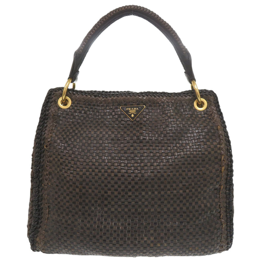 PRADA Shoulder Bag BR4801 leather Brown Madras