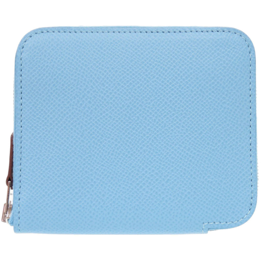 HERMES Coin case Epsom, Silk blue Azap silk in compact