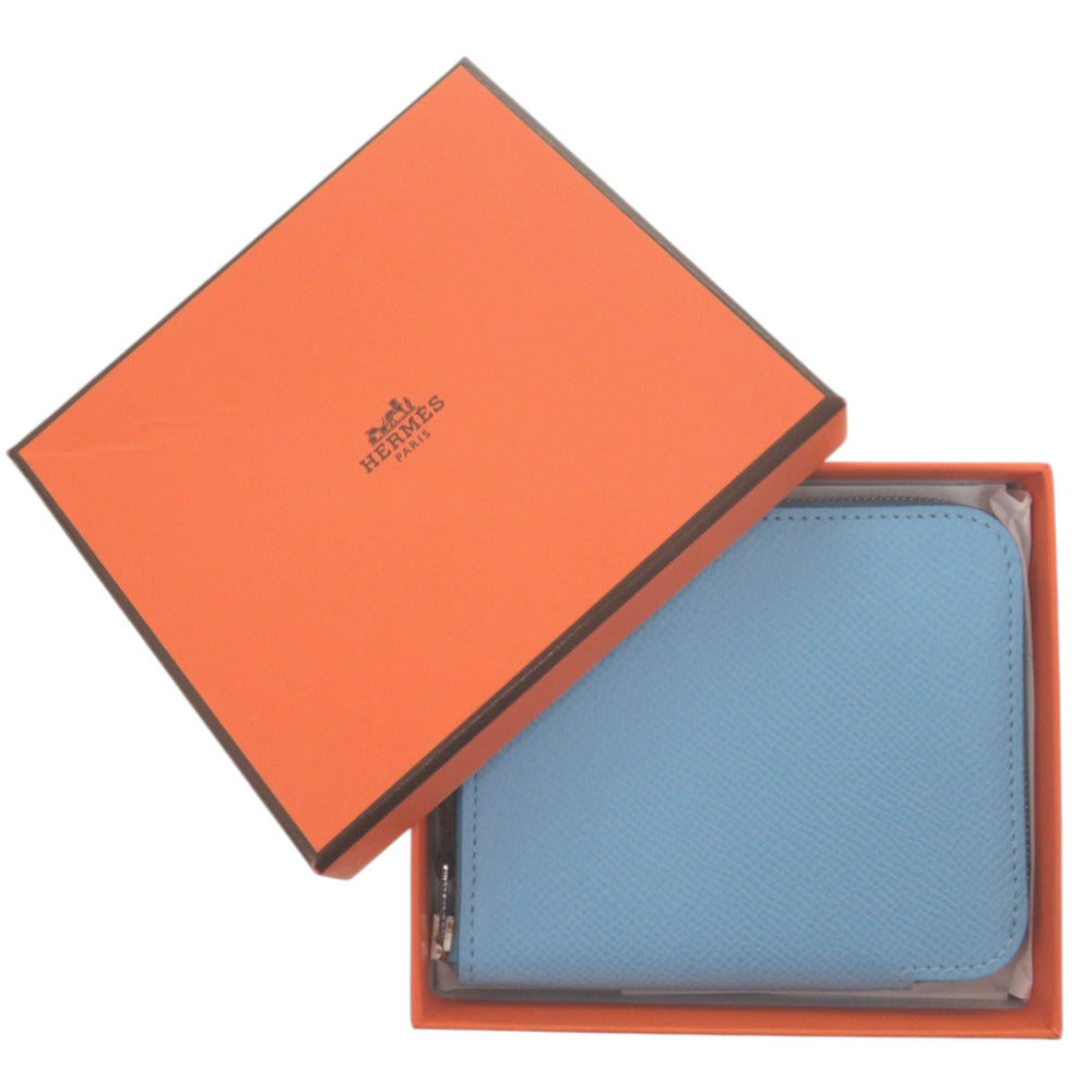 HERMES Coin case Epsom, Silk blue Azap silk in compact