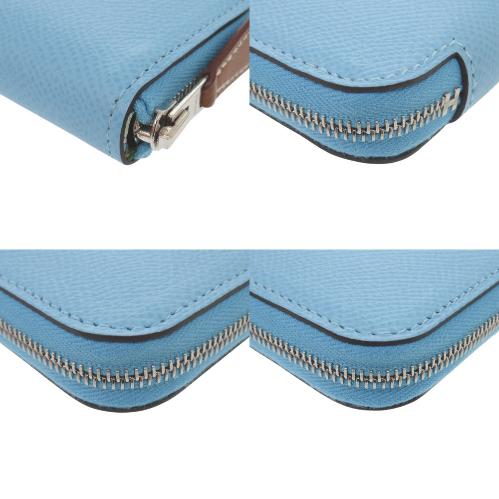 HERMES Coin case Epsom, Silk blue Azap silk in compact