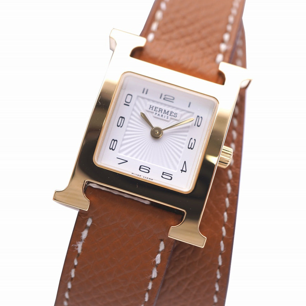 HERMES Watches Quartz HH1.201 Stainless Steel Brown H watch Deburuturu white dial