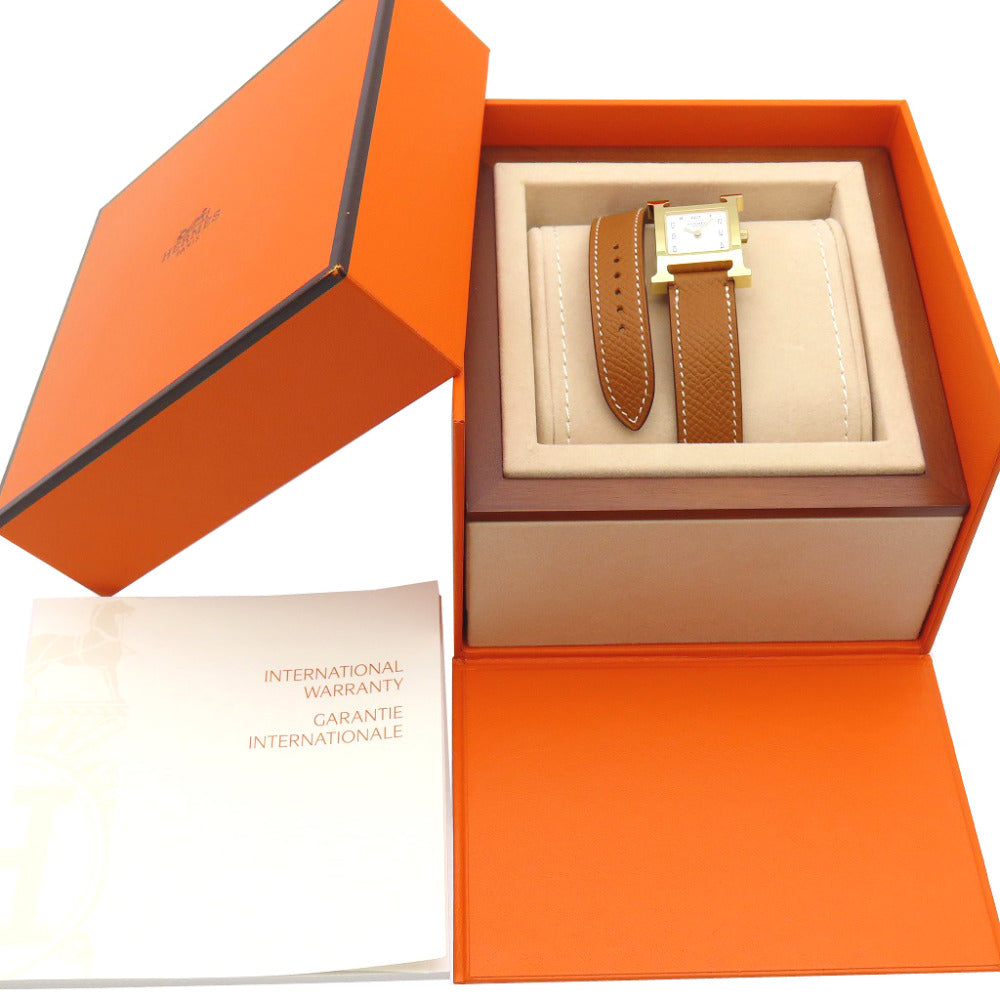 HERMES Watches Quartz HH1.201 Stainless Steel Brown H watch Deburuturu white dial
