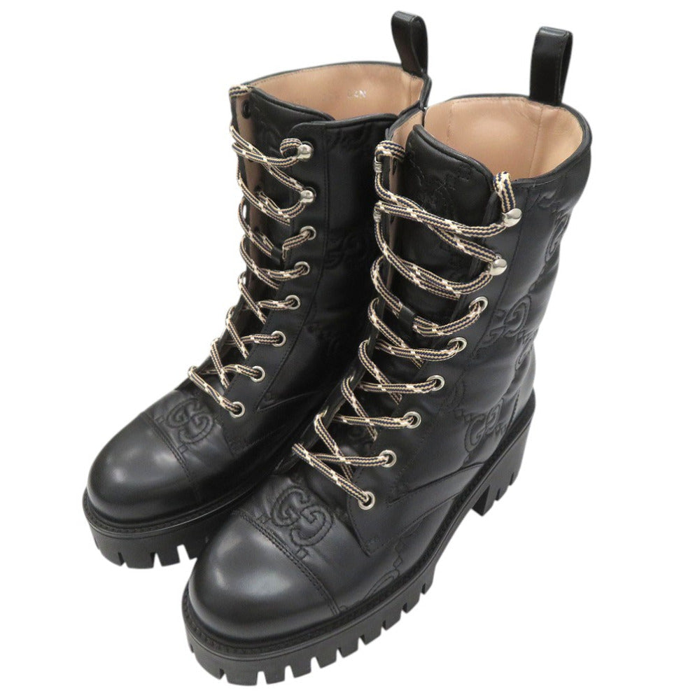 GUCCI boots 718386 leather black 36 1/2