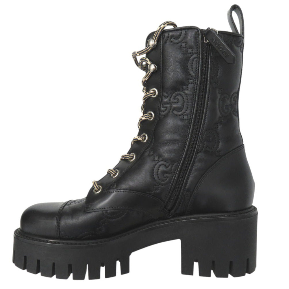 GUCCI boots 718386 leather black 36 1/2