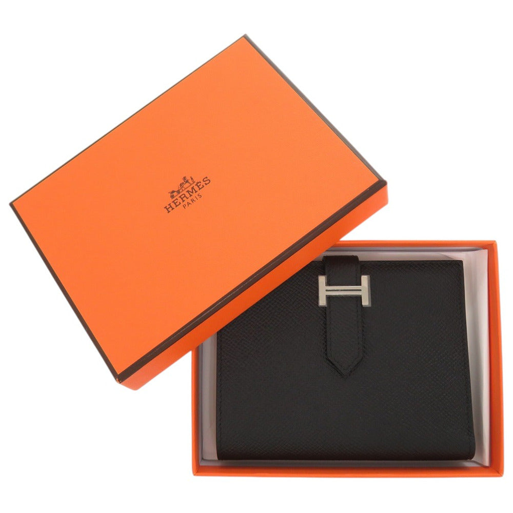 HERMES Bifold Wallet Epsom black BEAN Compact