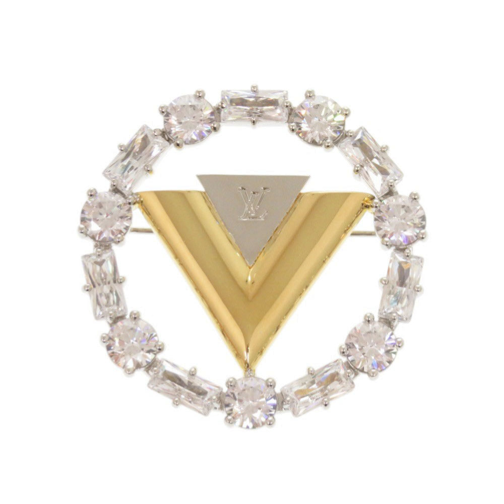 LOUIS VUITTON Brooch M02263 Metal, Rhinestone Silver Brooch V for Louis Vuitton