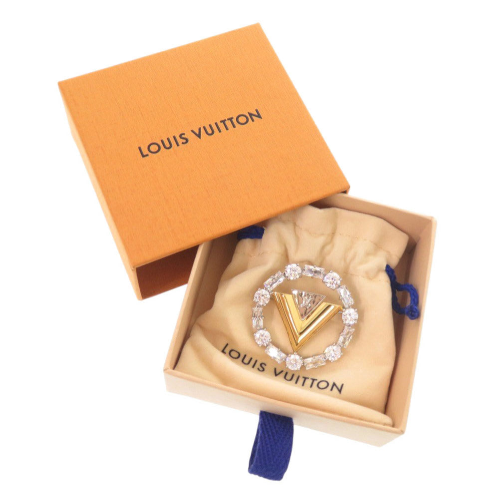 LOUIS VUITTON Brooch M02263 Metal, Rhinestone Silver Brooch V for Louis Vuitton
