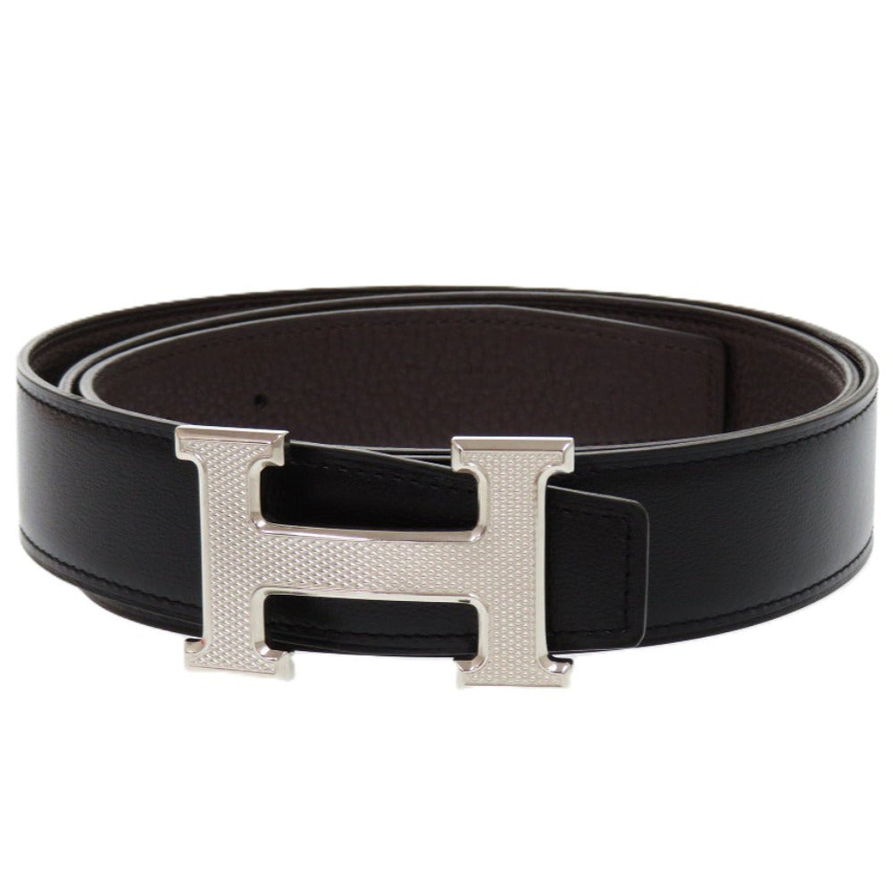 HERMES belt leather black Constance H 100