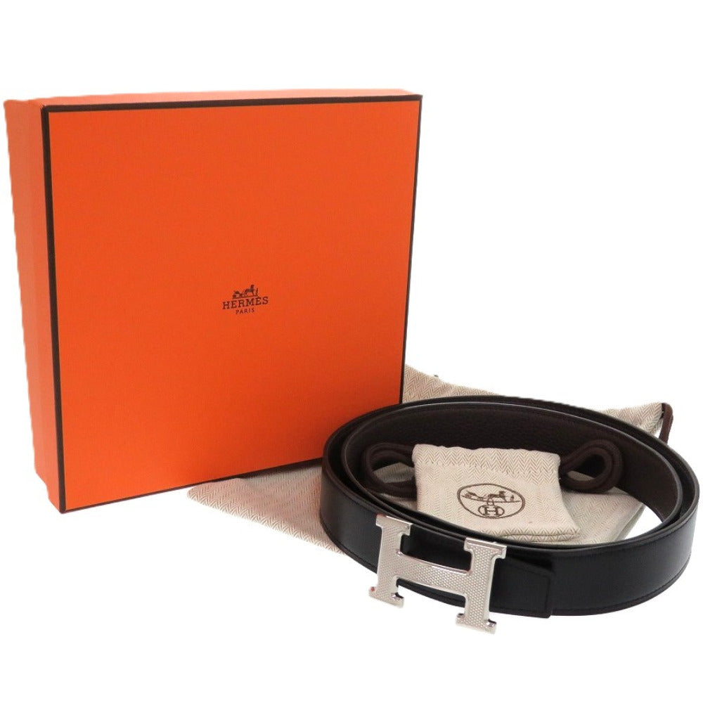 HERMES belt leather black Constance H 100