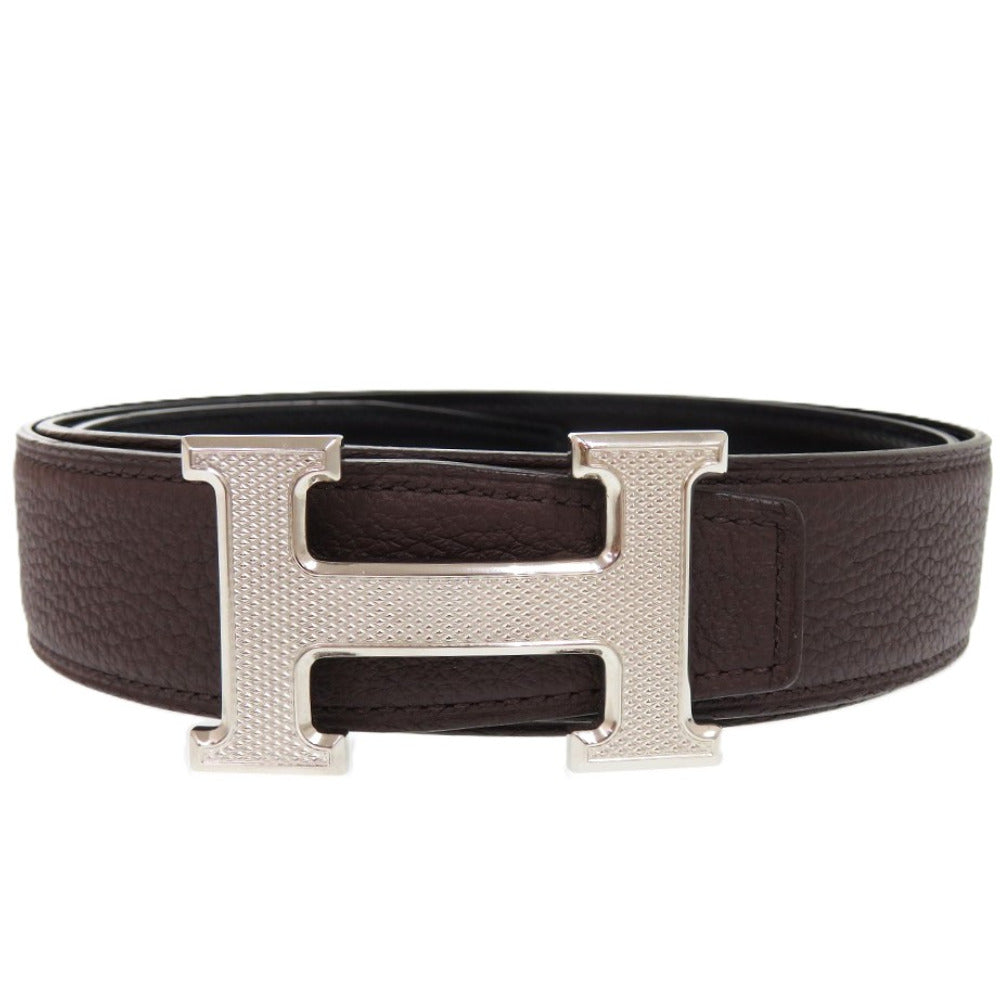 HERMES belt leather black Constance H 100