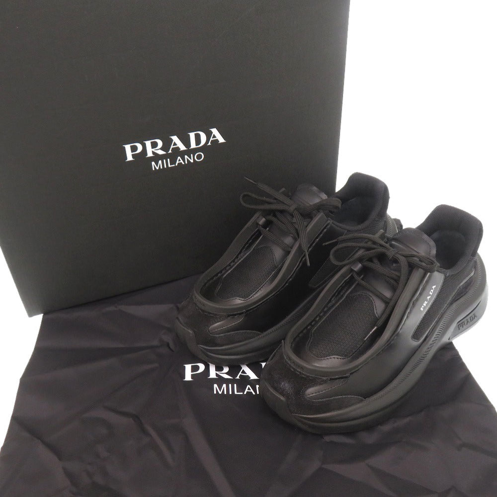PRADA sneakers 1E492N Leather, Suede black system 38