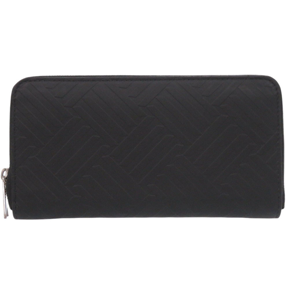 BOTTEGAVENETA Long Wallet Purse 593217 rubber black Debossed INTRECCIATO