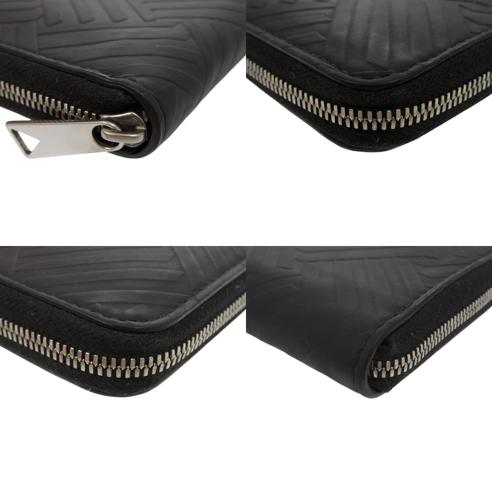 BOTTEGAVENETA Long Wallet Purse 593217 rubber black Debossed INTRECCIATO