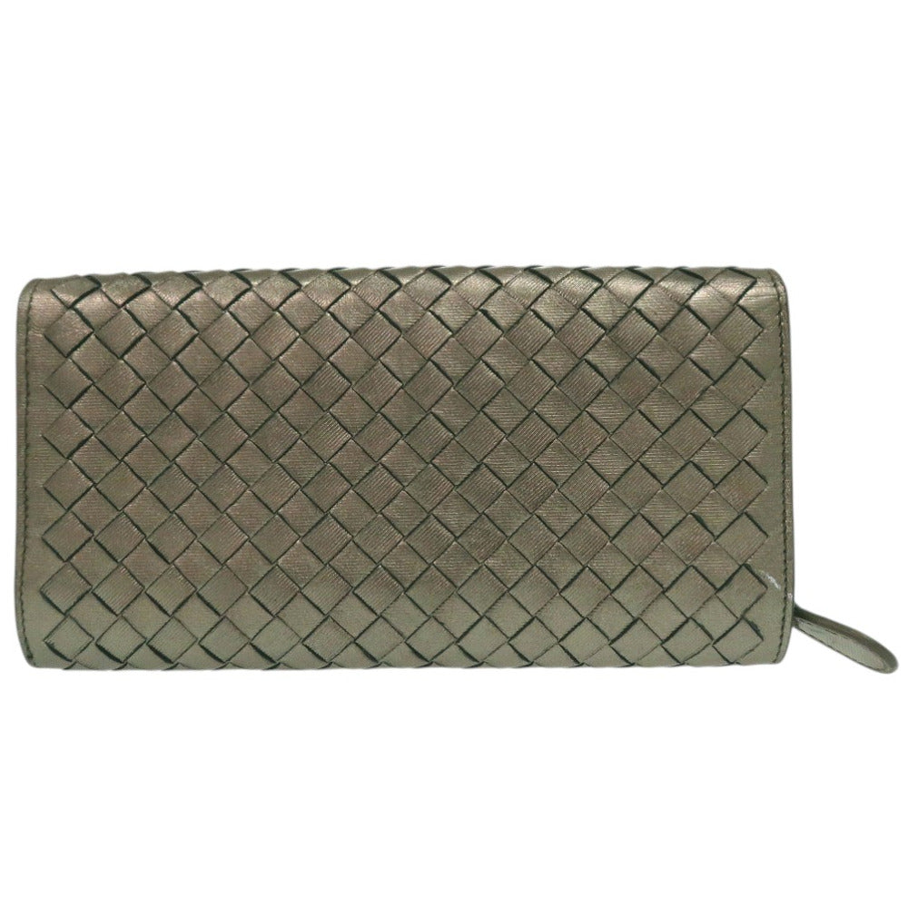 BOTTEGAVENETA Long Wallet Purse leather Metallic brown INTRECCIATO