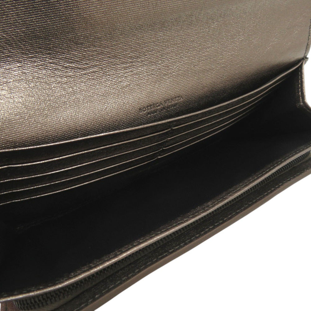 BOTTEGAVENETA Long Wallet Purse leather Metallic brown INTRECCIATO