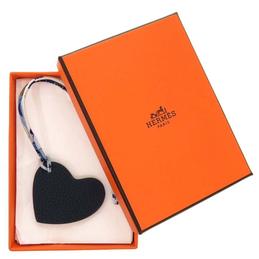 HERMES key ring Epsom , Taurillon Clemence Brude malt Petit Ash Heart Mini