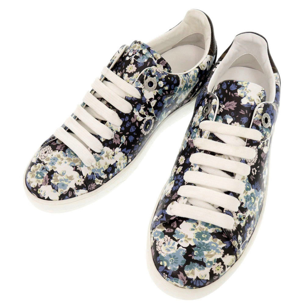 LOUIS VUITTON sneakers leather black Floral Monogram 35 1/2