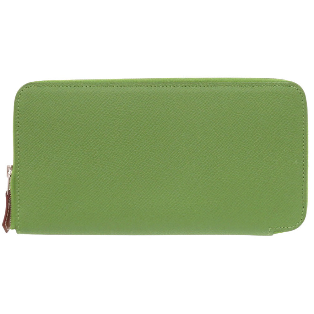 HERMES Long Wallet Purse Epsom, Silk Vert Yucca Azap Silk In Long