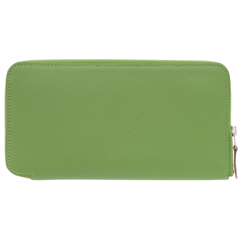 HERMES Long Wallet Purse Epsom, Silk Vert Yucca Azap Silk In Long