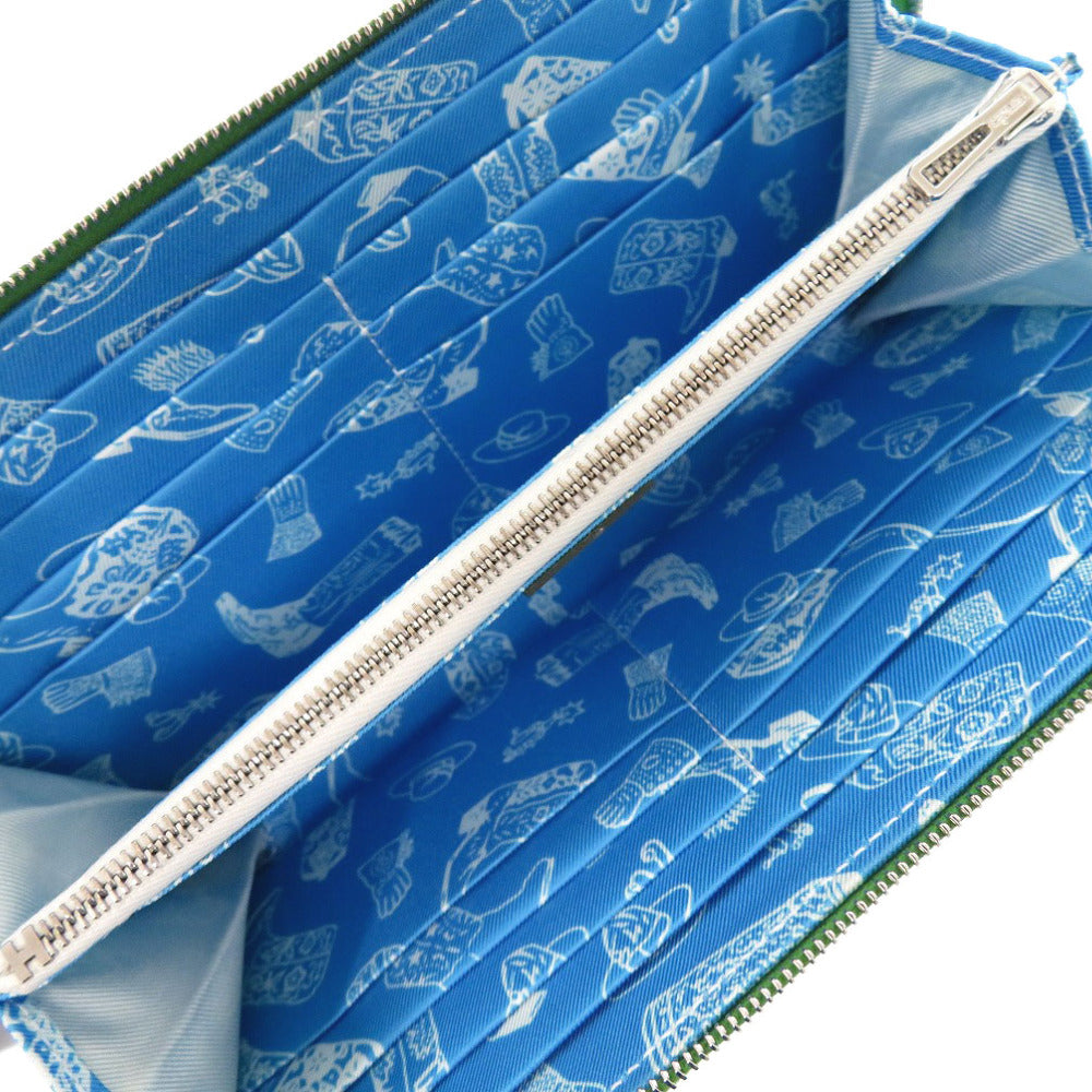 HERMES Long Wallet Purse Epsom, Silk Vert Yucca Azap Silk In Long