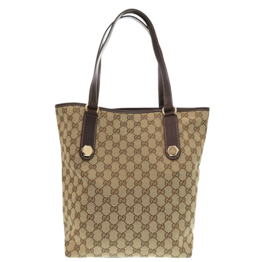 GUCCI Tote Bag 153009 GG canvas, leather Brown Women