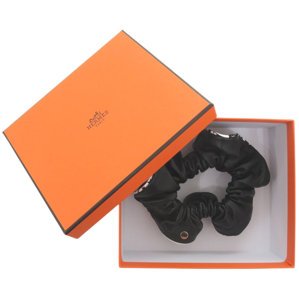 HERMES Other fashion goods leather black Scrunchie Claudia