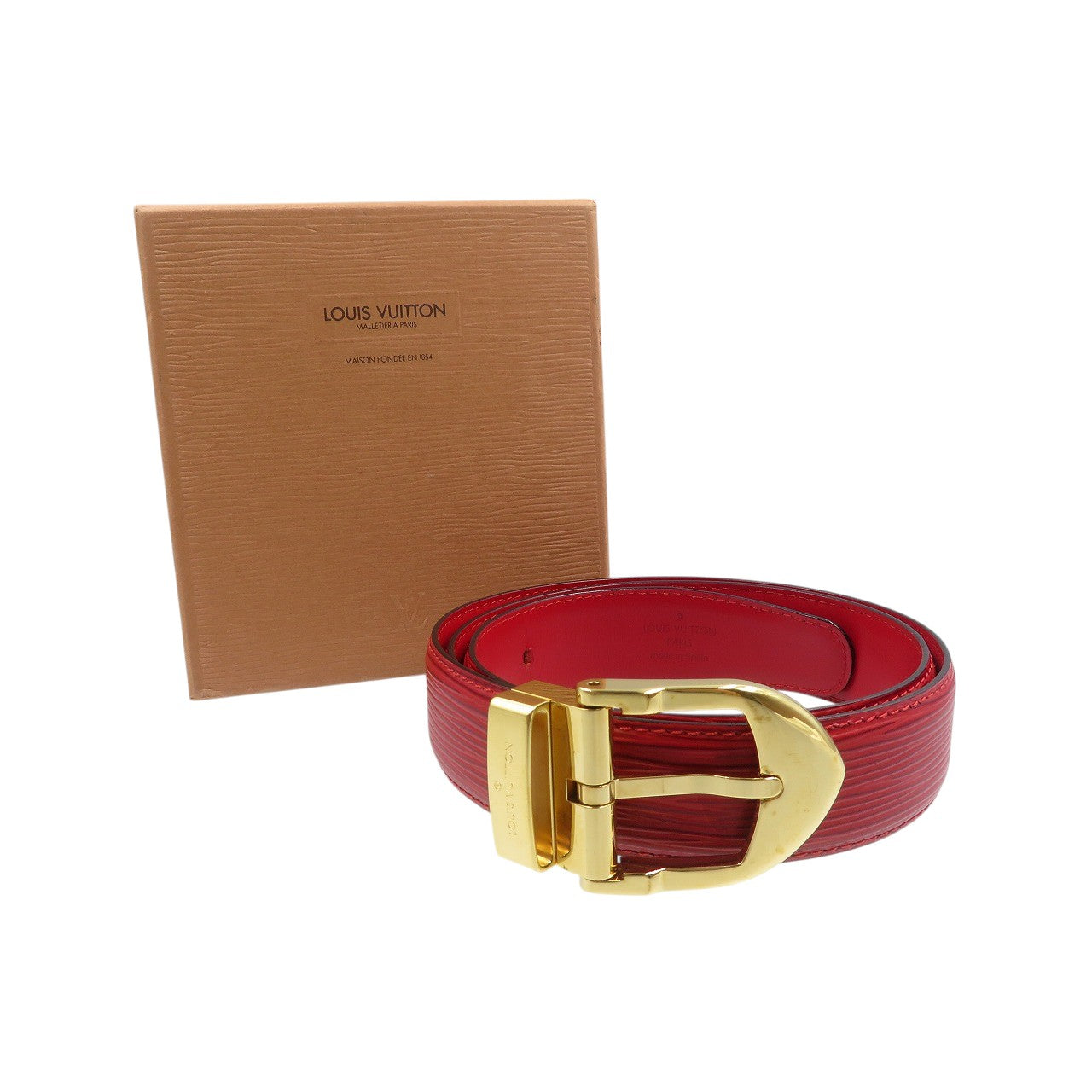 LOUIS VUITTON belt Epi Leather Red Epi Saintur Classic