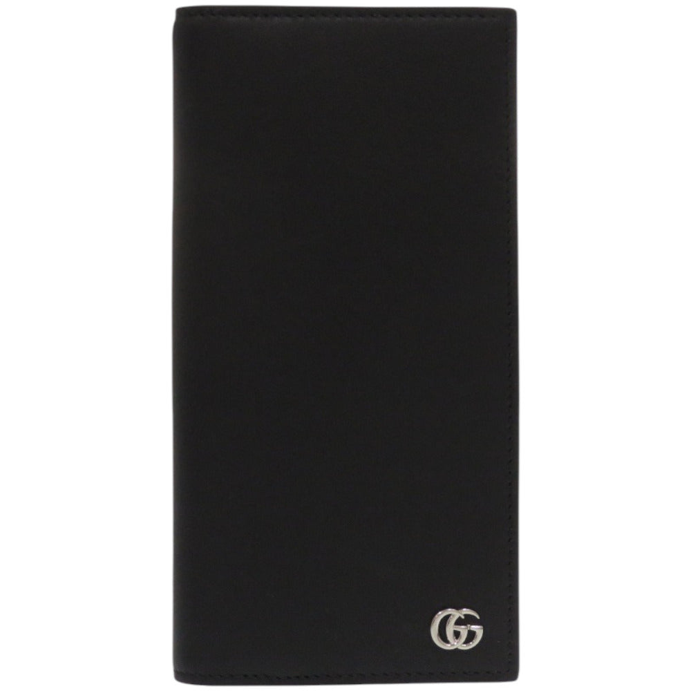 GUCCI Long Wallet Purse 835054 Grain leather black Double G Long Wallet