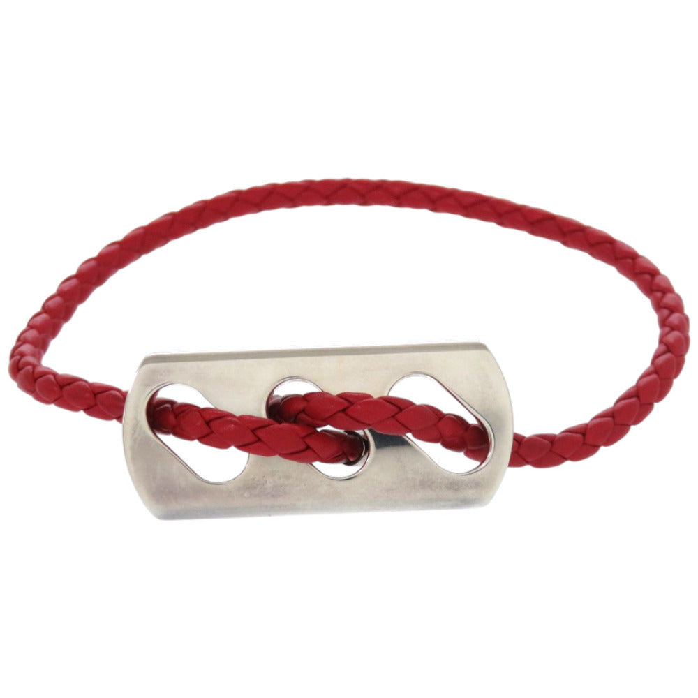 HERMES bracelet Leather, Silver925 Red