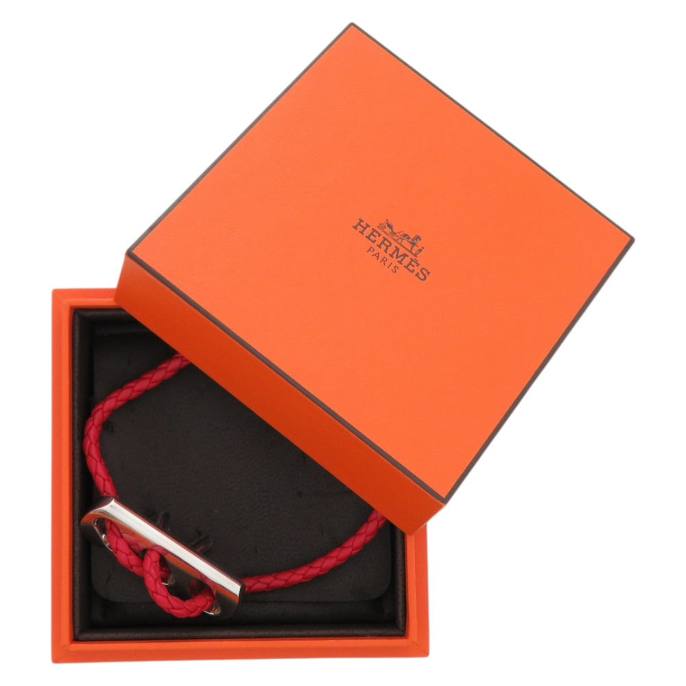 HERMES bracelet Leather, Silver925 Red