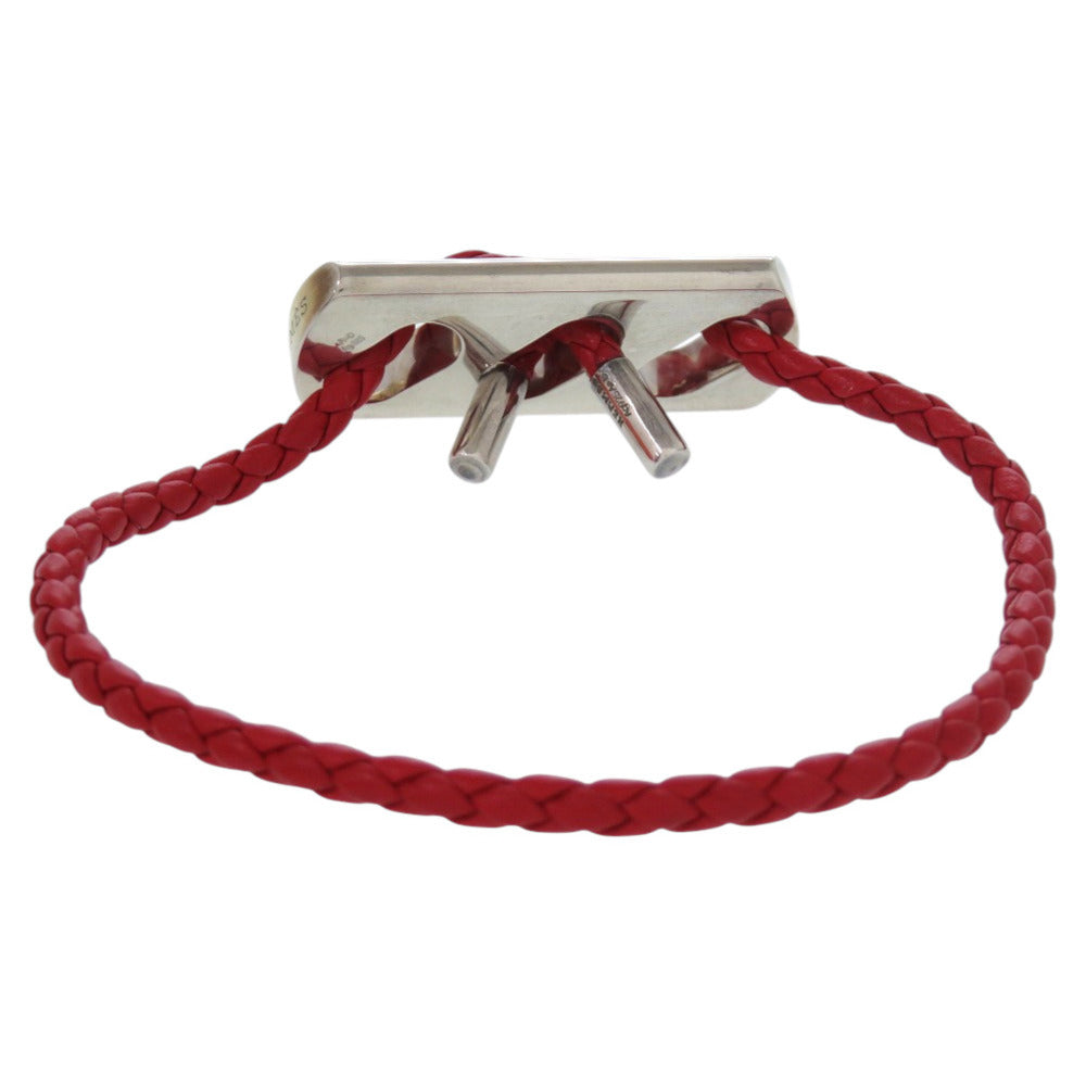 HERMES bracelet Leather, Silver925 Red