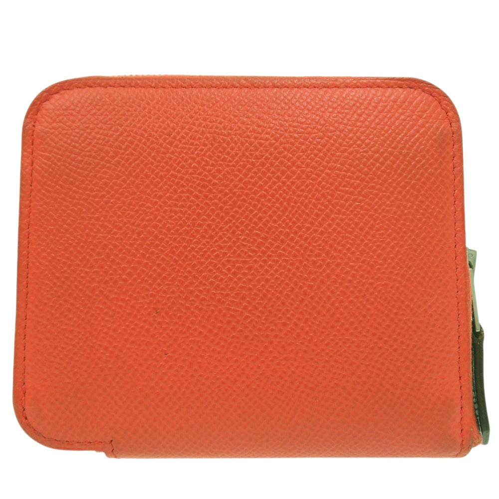 HERMES Coin case X TS 011 AU leather Orange Azap Compact Silk In